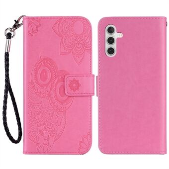 For Samsung Galaxy A54 5G Stand Wallet Phone Leather Cover Imprinted Owl Flower Cell Phone Case