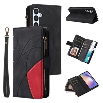 KT Multi-function Series-5 For Samsung Galaxy A54 5G Zipper Leather Wallet Anti-drop Phone Case Multiple Card Slots Splicing Stand Cover