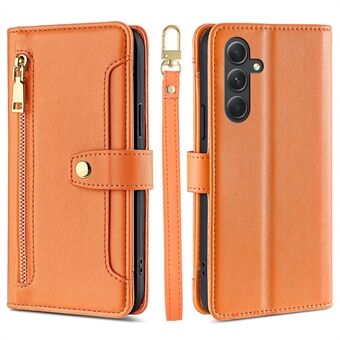 Stand Cover for Samsung Galaxy A54 5G Zipper Pocket Wallet Leather Phone Case with 2 Straps