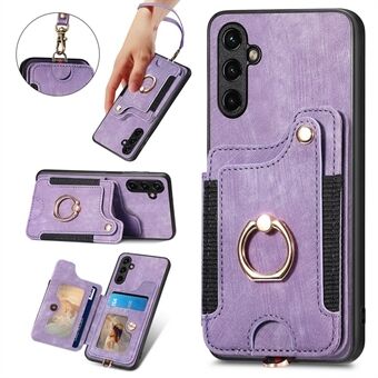 Phone Cover for Samsung Galaxy A54 5G PU Leather Coated PC+TPU RFID Blocking Card Slots Case with Kickstand
