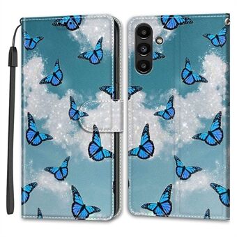 Shockproof Case for Samsung Galaxy A54 5G Card Slots Phone Case Pattern Printed Leather Flip Cover with Stand, Strap