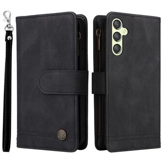 For Samsung Galaxy A54 5G Zipper Pocket Skin-touch Leather Case Multiple Card Slots Wallet Stand Phone Cover