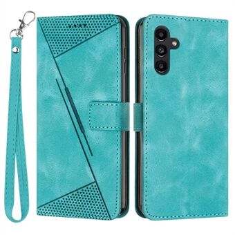 For Samsung Galaxy A54 5G Leather Wallet Folding Stand Phone Cover Triangle Imprinted Shell with Strap