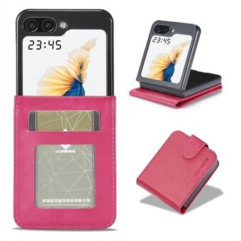 LC.IMEEKE For Samsung Galaxy Z Flip5 5G PU Leather Phone Case Card Holder Calf Texture Stand Cover