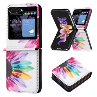 For Samsung Galaxy Z Flip5 5G PU Leather+PC Phone Case Pattern Printing Protective Cover
