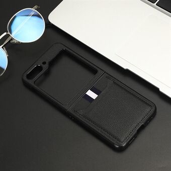 For Samsung Galaxy Z Flip5 5G PU Leather+PC Back Cover Ultra Thin Litchi Texture Card Slot Phone Case