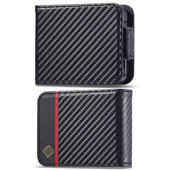 LC.IMEEKE For Samsung Galaxy Z Flip5 5G Card Holder Phone Case Carbon Fiber Texture Leather Phone Cover