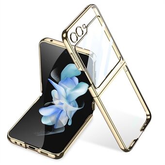 GKK For Samsung Galaxy Z Flip5 5G Folding Phone Cover Shell Electroplating Plastic Phone Case with Tempered Glass Screen Film