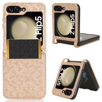 For Samsung Galaxy Z Flip5 5G PU Leather Phone Case with Card Holder Imprinted Dot Pattern Phone Cover