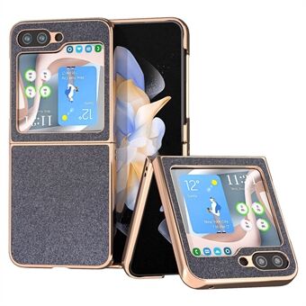 For Samsung Galaxy Z Flip5 5G PU Leather + PC Glitter Phone Case Nano Electroplating Protective Cover
