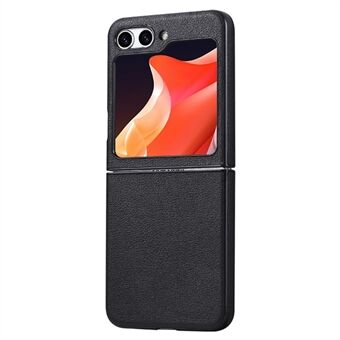 Hard PC+PU Phone Cover for Samsung Galaxy Z Flip5 5G Slim Flip Phone Case Built-In Tempered Glass Screen Film