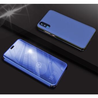 Electroplating Mirror Surface View Window Leather Stand Case for Huawei P20
