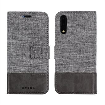 MUXMA Leather Canvas Splicing Stand Mobile Casing for Huawei P20