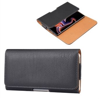 6.3 inch Horizontal Universal Phone Case Litchi Skin PU Leather Cover Shell with Belt Clip for Men, Size: 17 x 8.2 x 1.8cm - Black