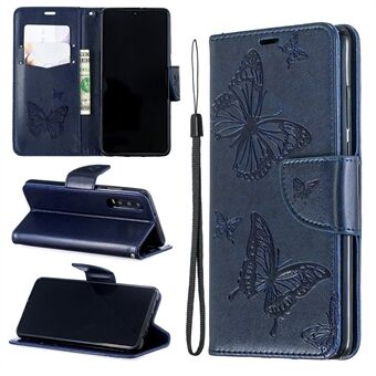 Imprint Butterfly PU Leather Wallet Flip Case with Strap for Huawei P30