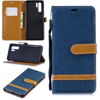 Two-tone Jean Cloth PU Leather Flip Case for Huawei P30 Pro