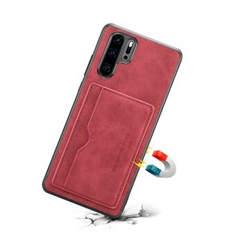 Card Holder PU Leather Coated TPU Phone Shell with Kickstand for Huawei P30 Pro