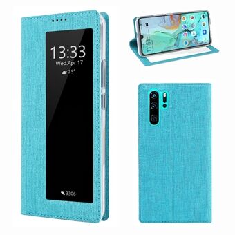 VILI DMX Cross Texture View Window Leather Flip Phone Cover with Card Slot for Huawei P30 Pro