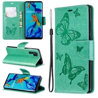 For Huawei P30 Pro PU Leather Imprint Butterflies Phone Case