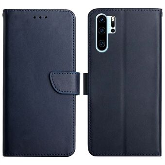 For Huawei P30 Pro Solid Color Genuine Leather Nappa Texture Magnetic Closure Stand Wallet Case Flip Phone Shell