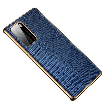 Lizard Texture Plating Genuine Leather Coated PC+TPU Phone Shell for Huawei P40