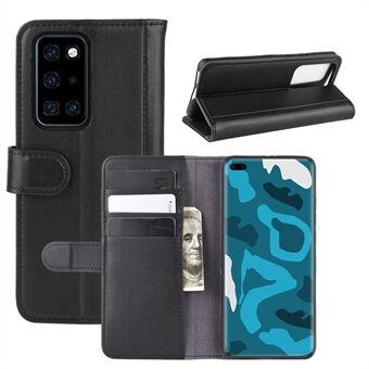 Split Leather Wallet Flip Stand Phone Case for Huawei P40 Pro - Black
