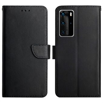 Solid Color Nappa Texture Case Stand Wallet Genuine Leather Mobile Phone Cover for Huawei P40 Pro