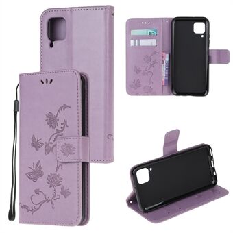 Imprint Butterfly Flower Wallet Leather Cover for Huawei P40 Lite/nova 7i/nova 6 SE