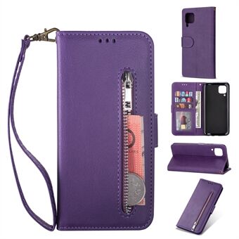 Zipper Pocket Wallet Stand Flip Leather Phone Case with Strap for Huawei P40 LITE/Nova 6 SE/Nova 7i