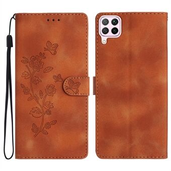 Leather Case for Huawei P40 lite 4G / nova 6 SE / Nova 7i , Wallet Stand Flower Imprint Phone Cover