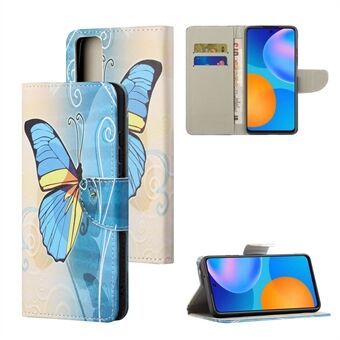 Pattern Printing Cross Texture Leather Wallet Stand Case for Huawei P smart 2021/Y7a