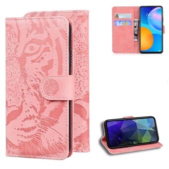 Imprinted Tiger Pattern Stand Wallet Case Leather Cover for Huawei P Smart 2021 / Huawei Y7a
