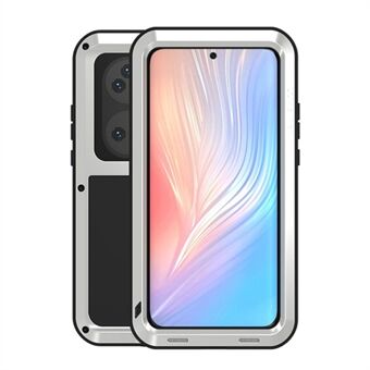 LOVE MEI Shockproof Dropproof Dustproof Soft Silicone + Premium Metal Cover Case [without Front Glass] for Huawei P50 Pro