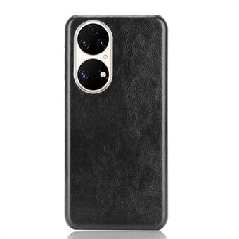 For Huawei P50 Pro Litchi Texture Scratch-resistant PU Leather Coated Phone Cover Hard PC Back Case