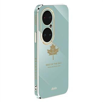 Straight Edge Phone Case for Huawei P50 Pro 4G Electroplated Maple Leaf TPU Cover