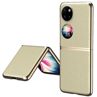Electroplating Design PU Leather Coated PC Anti-scratch Phone Case Cover for Huawei P50 Pocket - Gold