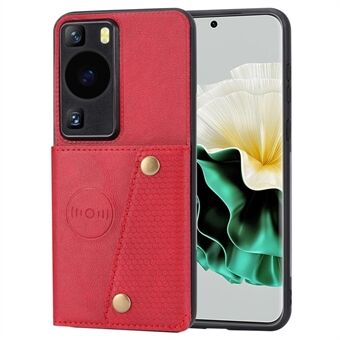 Card Holder Phone Case for Huawei P60 Kickstand PU Leather Coated TPU Back Cover