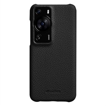 MELKCO Drop Protection Cover for Huawei P60 / P60 Pro Genuine Cow Leather Coated PC Incomplete Phone Case