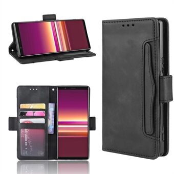 Wallet Stand Leather Protective Phone Case for Sony Xperia 5 - Black