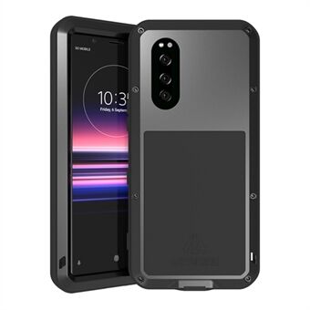 LOVE MEI Tempered Glass + Metal + Silicone Drop-proof Shockproof Dustproof Phone Case for Sony Xperia 5