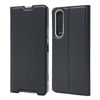 Magnetic Adsorption Leather Cover Card Holder Phone Case for Sony Xperia 1 II - Black