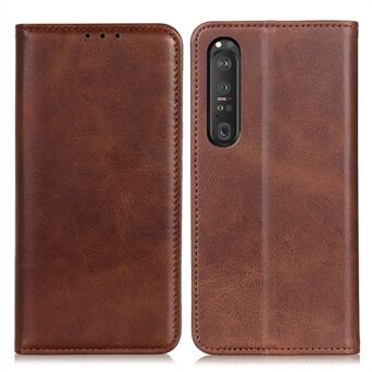 Automatic Suction Design Split Leather Wallet Phone Cover for Sony Xperia 1 III 5G Stand Shell