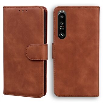 For Sony Xperia 1 III 5G Shockproof Quality Leather Protective Phone Case Shell with Stand and Wallet