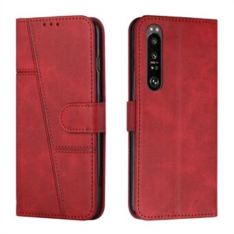 For Sony Xperia 1 III 5G Stitching PU Leather Phone Case Stand Wallet Folio Flip Cover