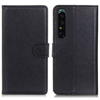 Litchi Texture Phone Case for Sony Xperia 1 IV, Stand Wallet PU Leather Folio Flip Cover