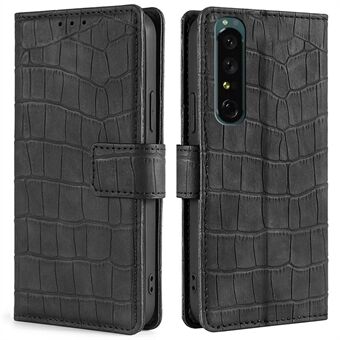 For Sony Xperia 1 IV Mobile Phone Cover Anti-shock Crocodile Texture Skin-touch Feeling Case Wallet Stand Design Leather Phone Shell