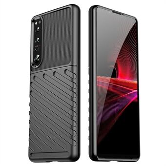 For Sony Xperia 1 IV Thunder Series Twill Texture Thickened TPU Anti-drop Protection Phone Cover Smartphone Case