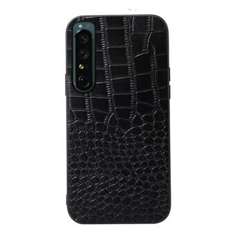 Genuine Cowhide Leather Phone Case for Sony Xperia 1 IV Shockproof Cover Crocodile Texture Phone Back Shell