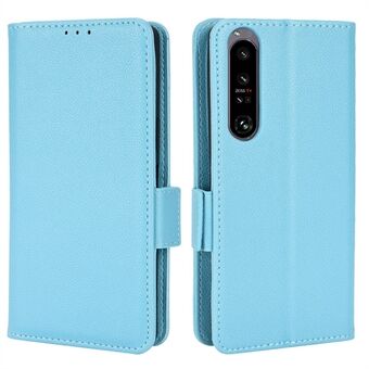 For Sony Xperia 1 IV Phone Cover, Side Buckle Litchi Texture Leather Phone Case Fall Proof Wallet Stand Design PU Leather Case