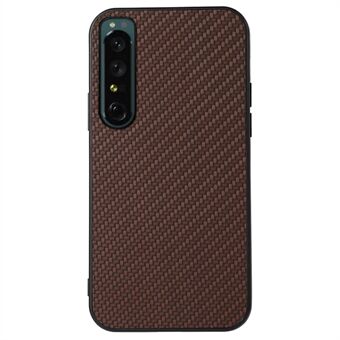 For Sony Xperia 1 IV Scratch-resistant Drop-proof PU Leather Coated PC + TPU Case Carbon Fiber Texture Phone Cover